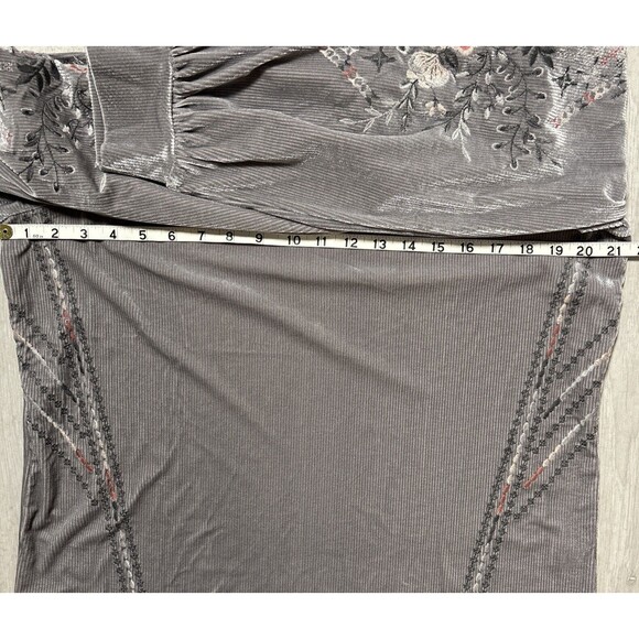 Kate & Sam Womens M Velvet Floral Embroidered Top Balloon Sleeves Cottagecore - Picture 6 of 7